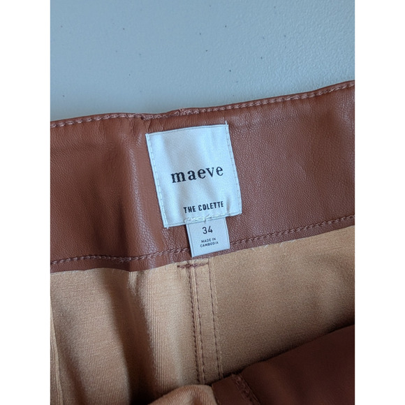 NWT Maeve The Colette Cropped Wide-Leg Faux Leather Pants Size 34 Copper #7D505 - Picture 7 of 9